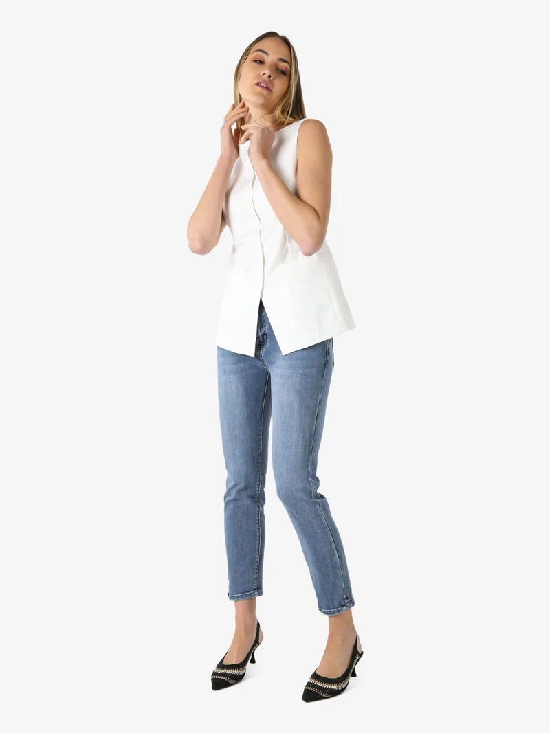 Gilet donna con bottoni - bianco