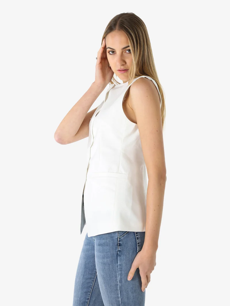 Gilet donna con bottoni - bianco