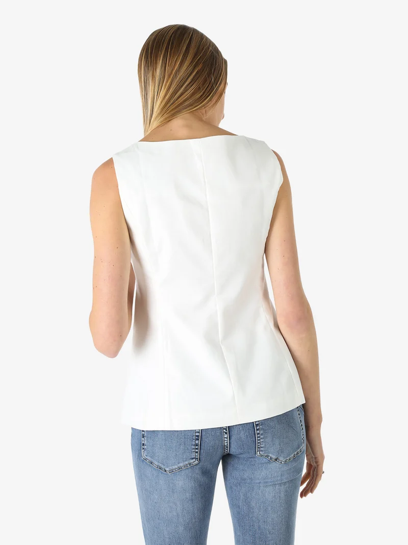 Gilet donna con bottoni - bianco