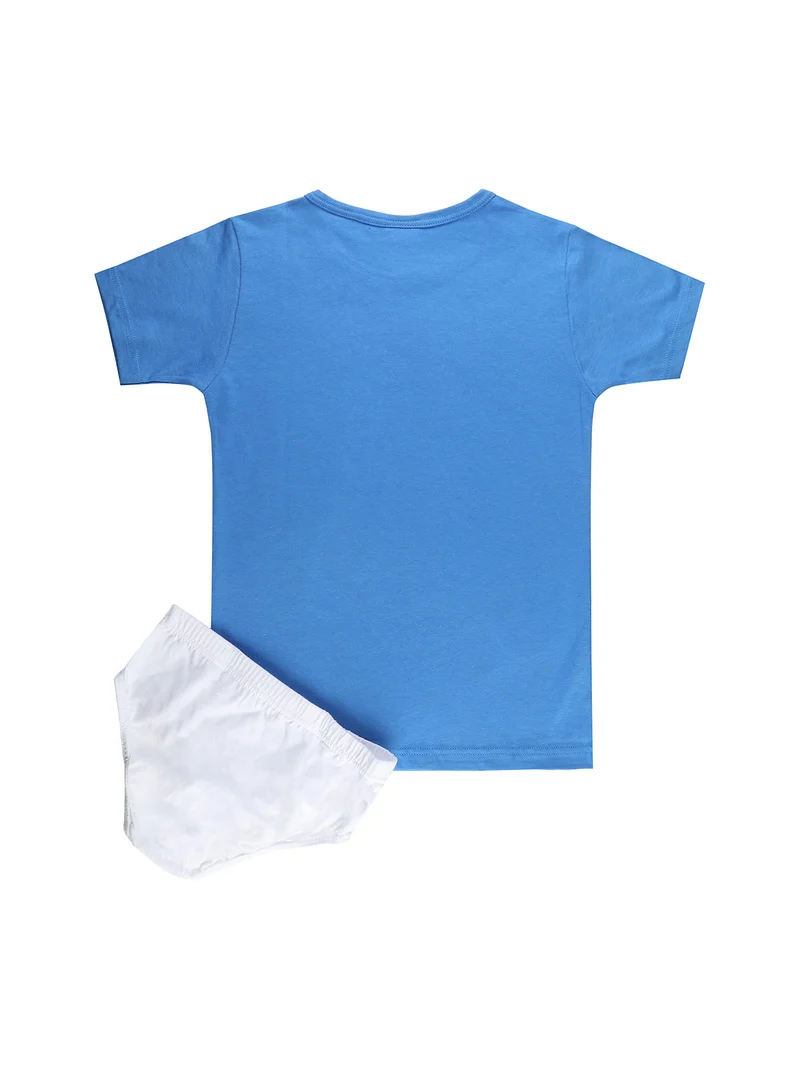 Completo intimo da bambino slip+ t-shirt - blu