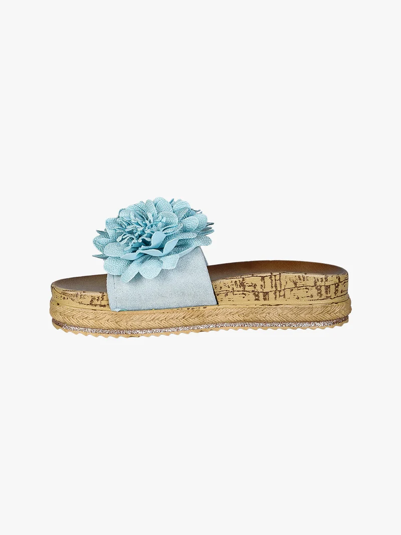 Ciabatte donna con fiore e platform - blu