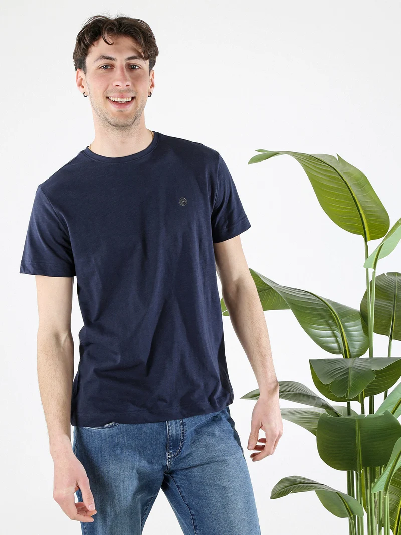 T-shirt da uomo in cotone con logo - blu scuro