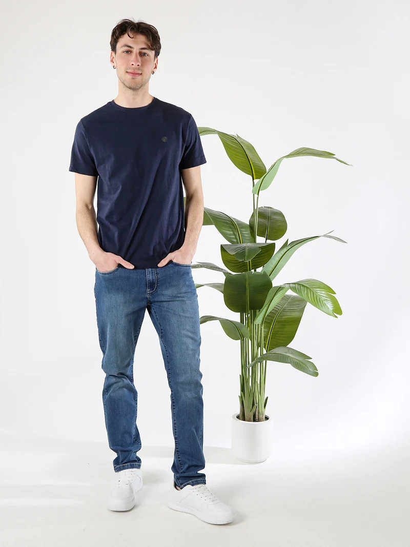 T-shirt da uomo in cotone con logo - blu scuro