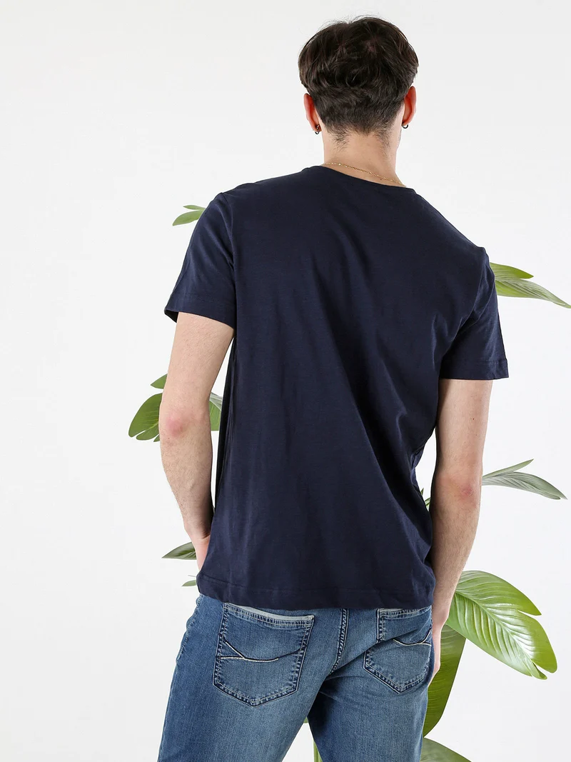 T-shirt da uomo in cotone con logo - blu scuro