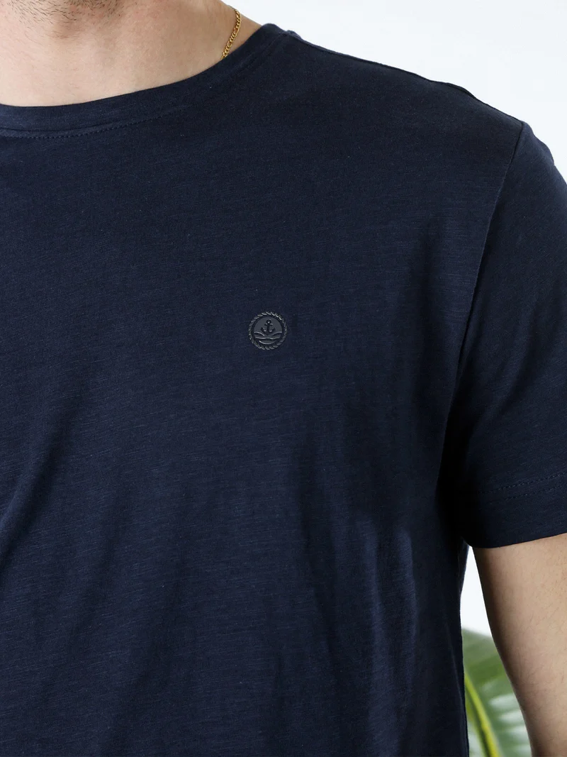 T-shirt da uomo in cotone con logo - blu scuro