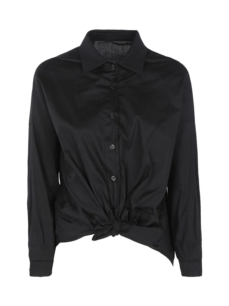 Camicetta donna annodata in cotone - nero
