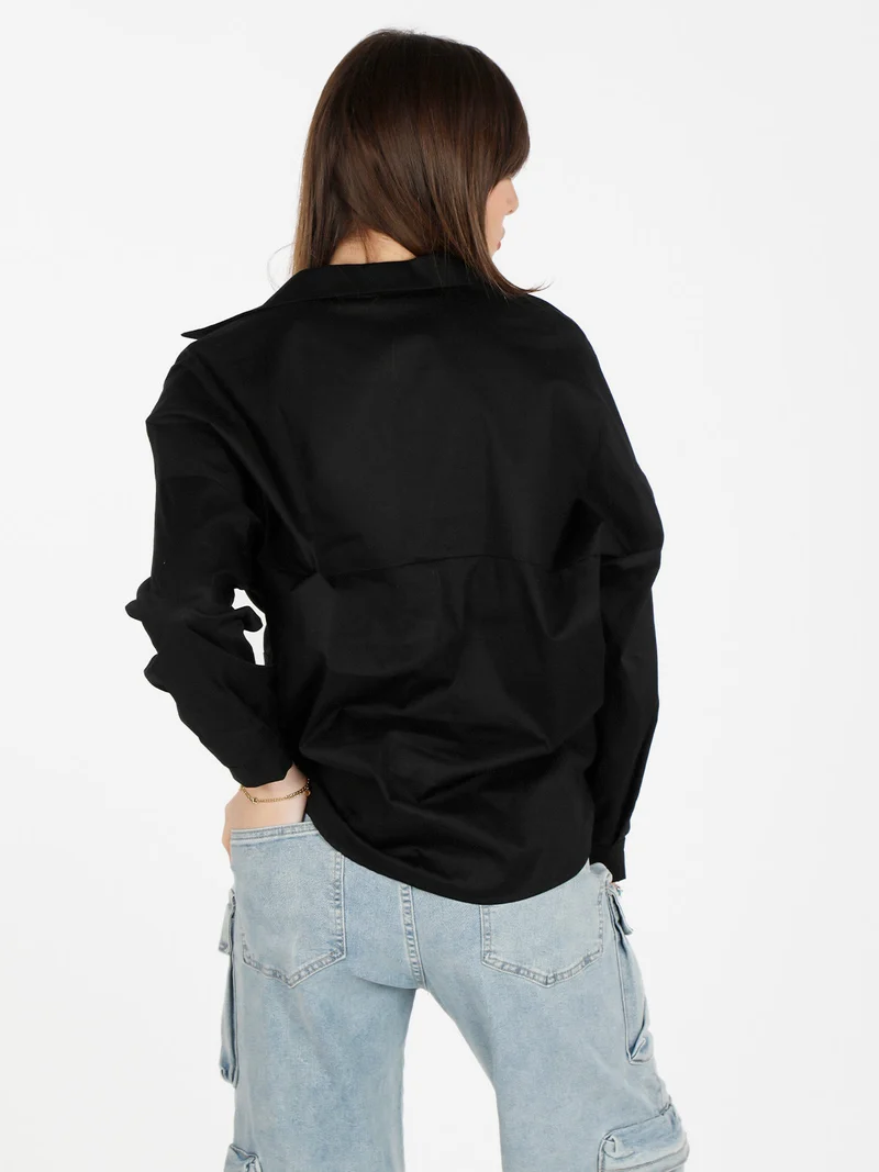 Camicetta donna annodata in cotone - nero