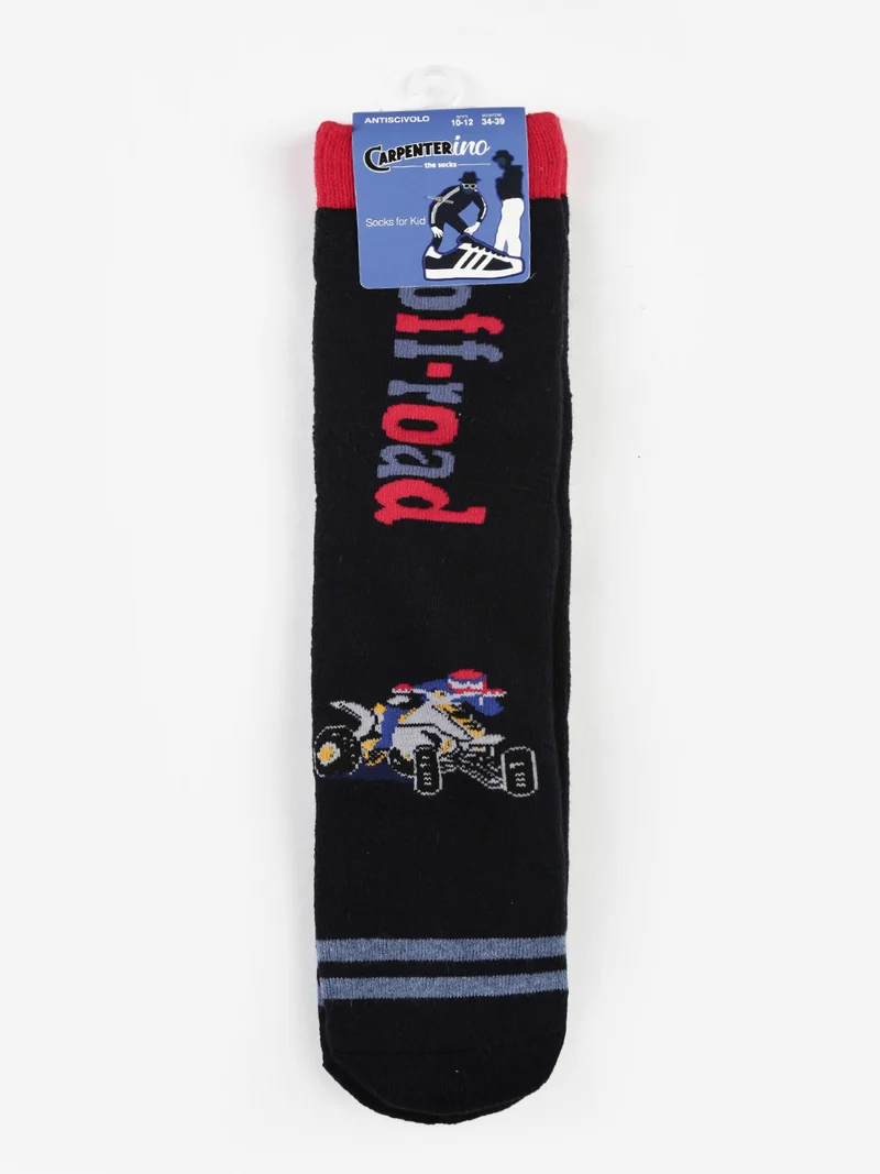 Calze antiscivolo da bambino con stampe - blu scuro