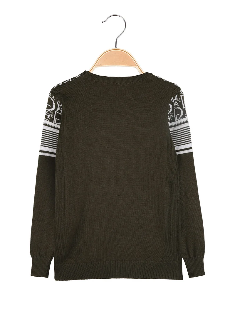 Pullover girocollo da bambino in maglia - militare