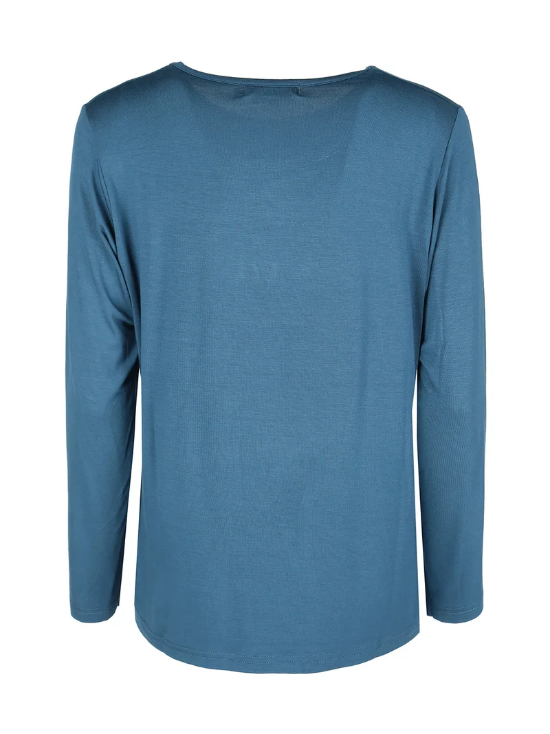 Maglia girocollo da donna con stampa - ottanio