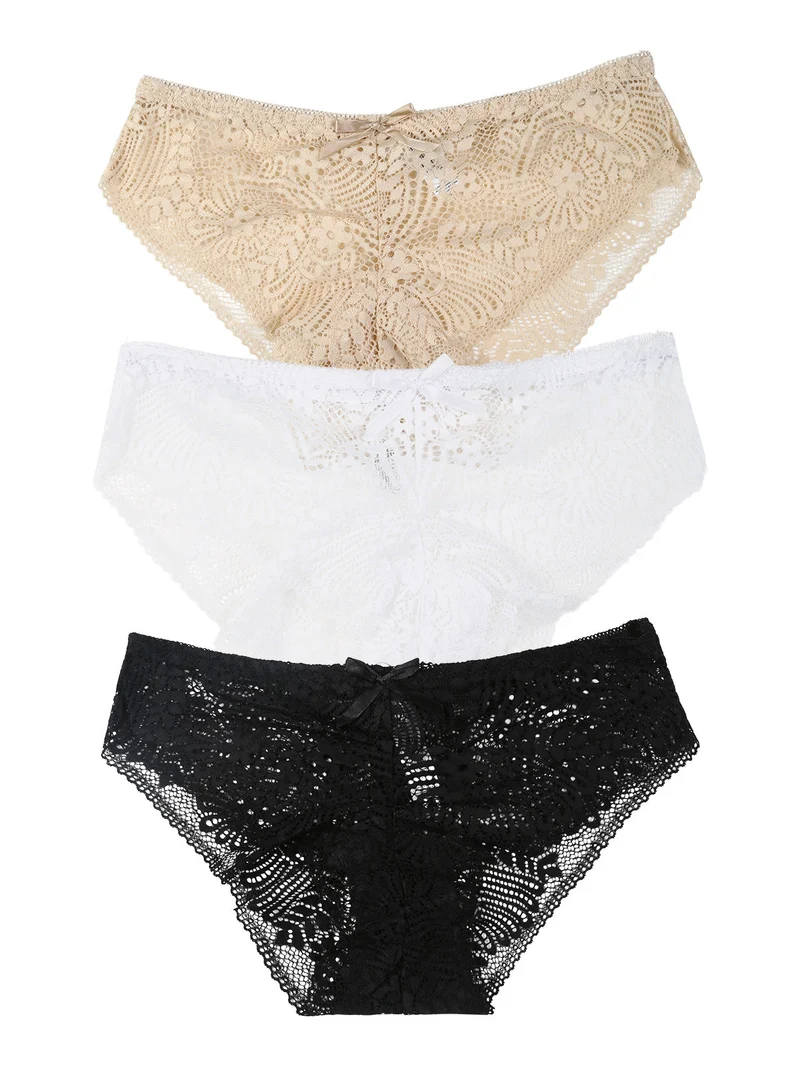 Confezione da 3 slip da donna in pizzo - assortito