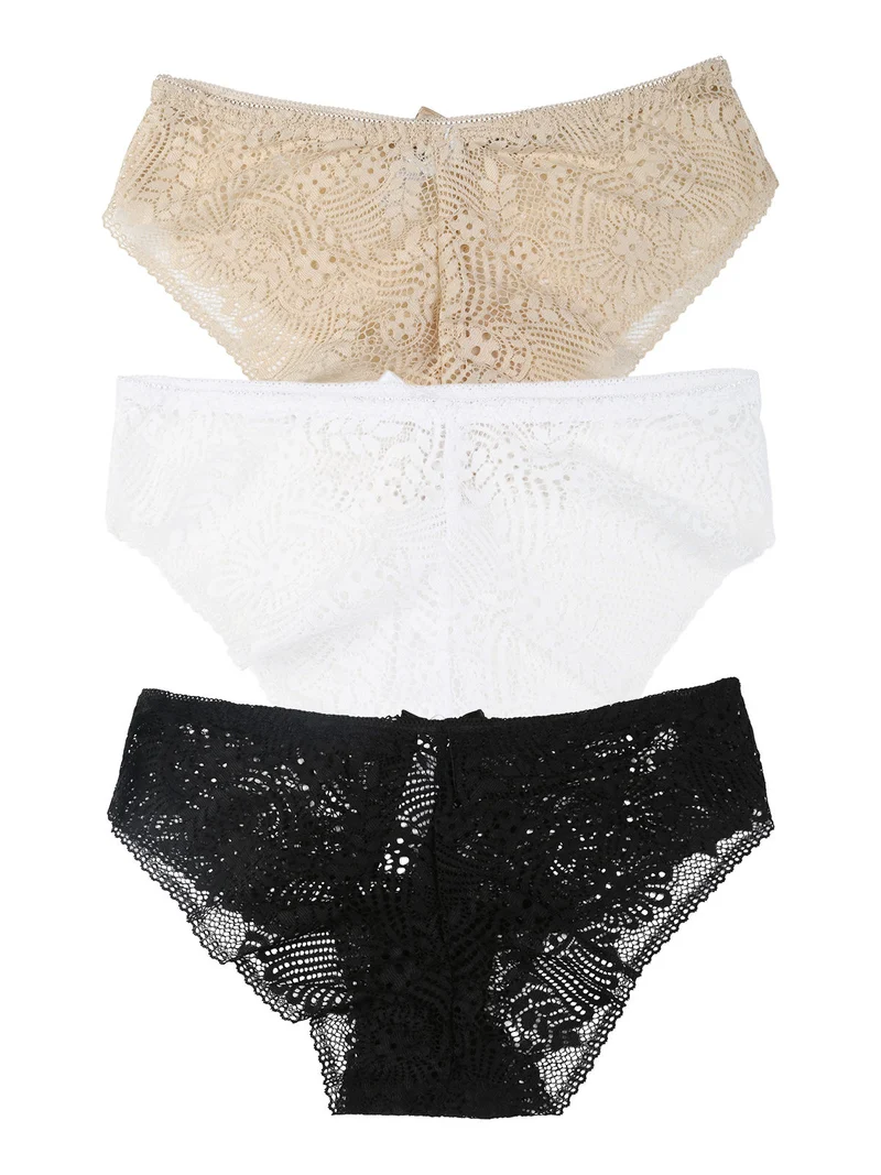 Confezione da 3 slip da donna in pizzo - assortito