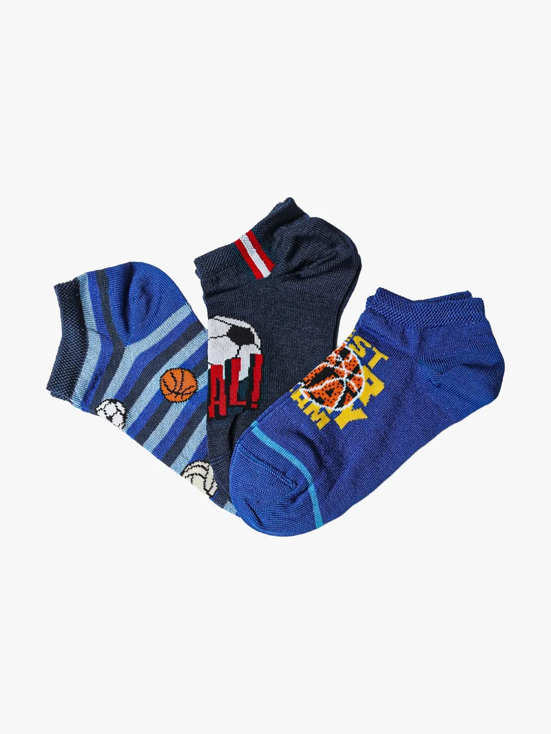 Confezione da 3 paia di calze corte da bambino in filo di scozia - blu