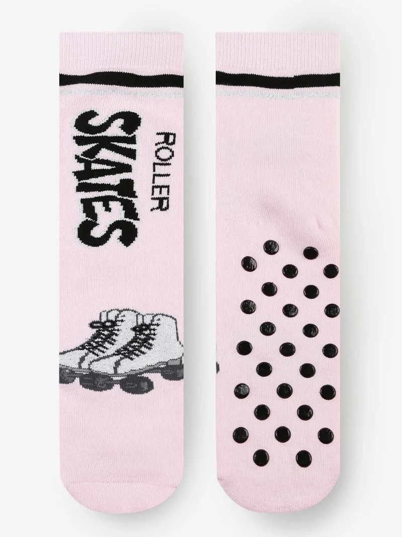 Calze antiscivolo da bambina con stampe - rosa