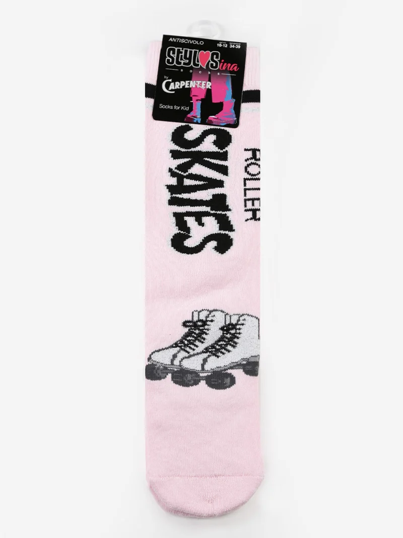 Calze antiscivolo da bambina con stampe - rosa