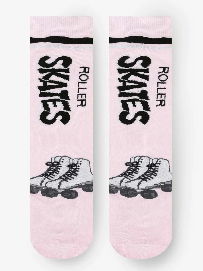 Calze antiscivolo da bambina con stampe - rosa