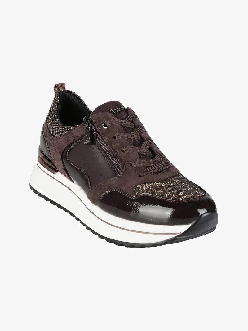 Sneakers donna lurex con platform - moro