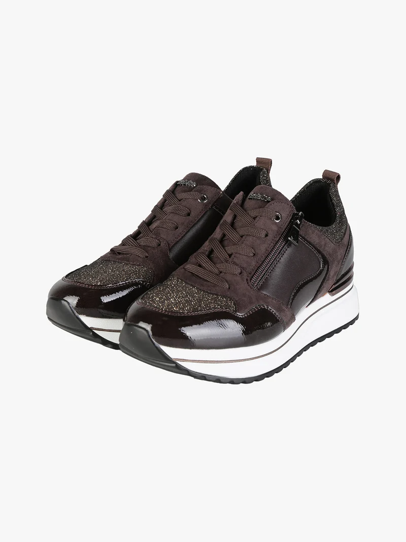 Sneakers donna lurex con platform - moro