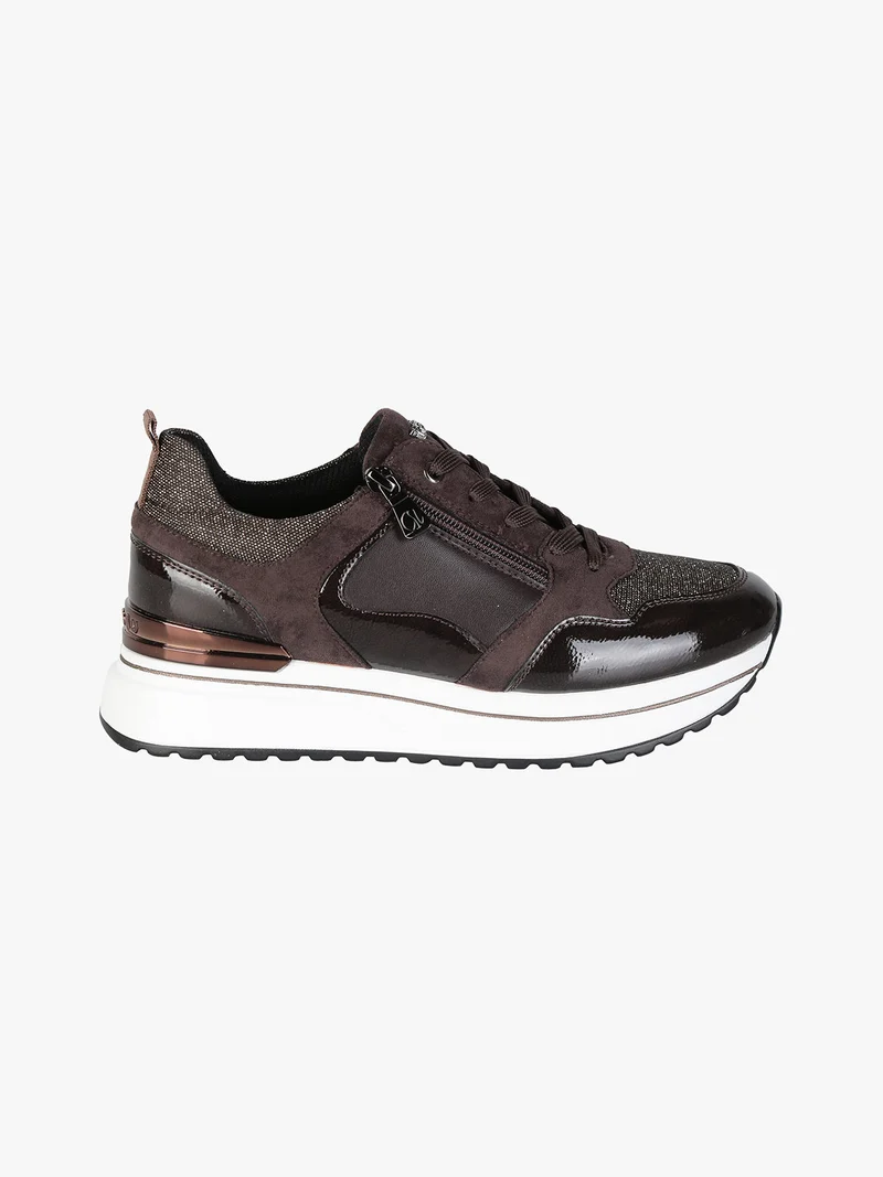 Sneakers donna lurex con platform - moro