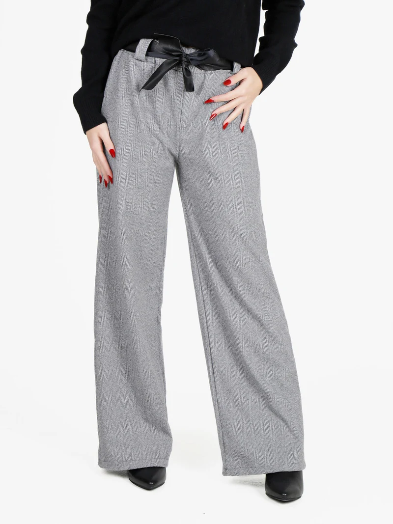 Pantaloni da donna spigati a gamba larga - grigio