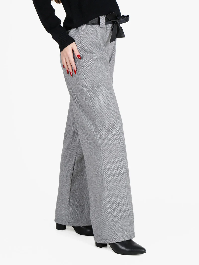 Pantaloni da donna spigati a gamba larga - grigio