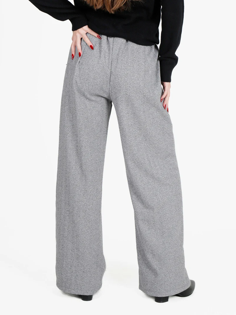 Pantaloni da donna spigati a gamba larga - grigio