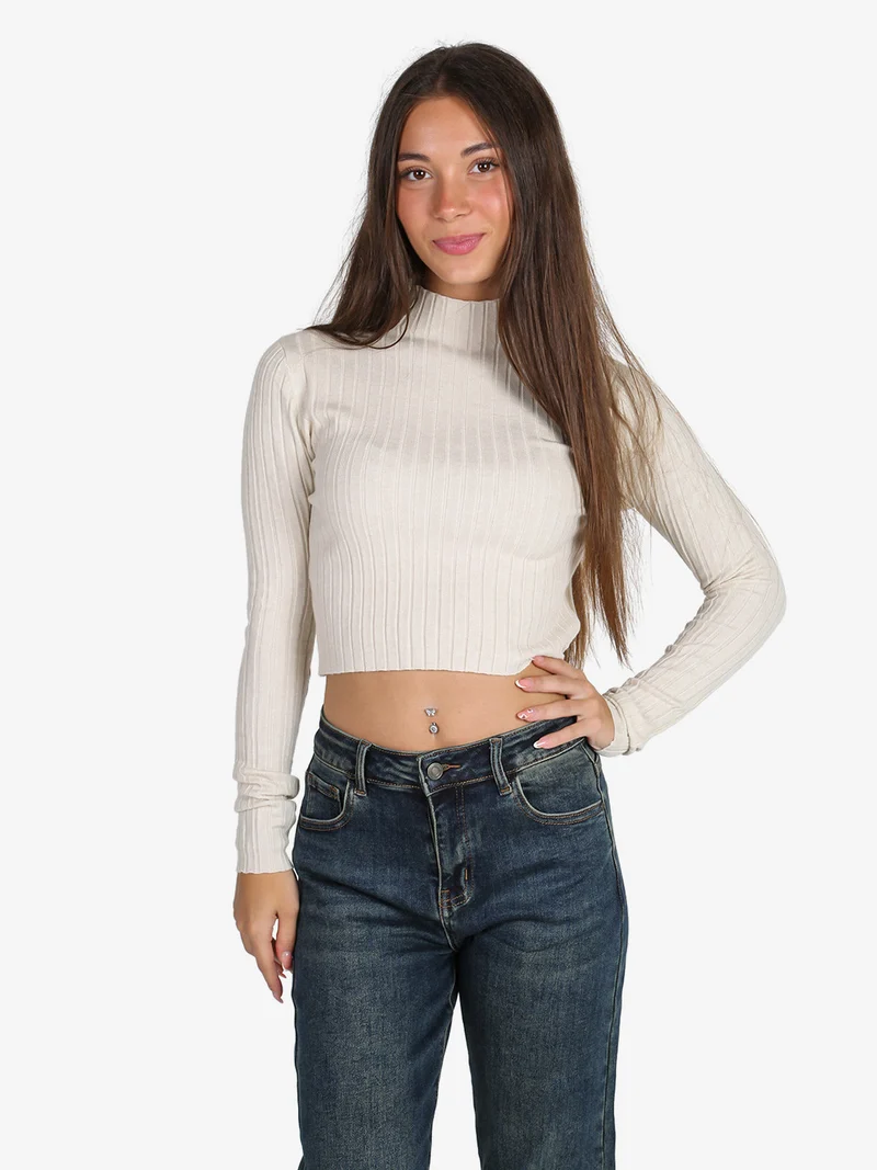 Maglia donna lupetto - beige