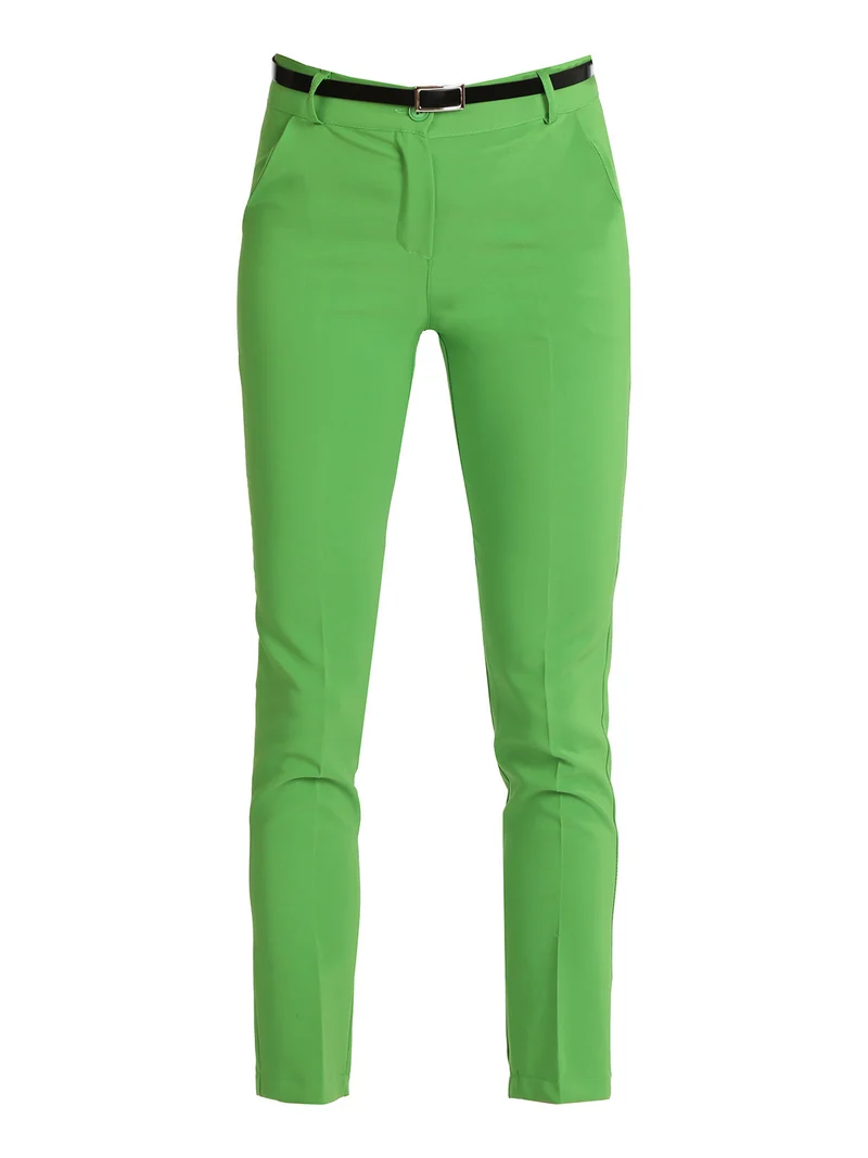 Pantaloni donna eleganti con cintura - verde