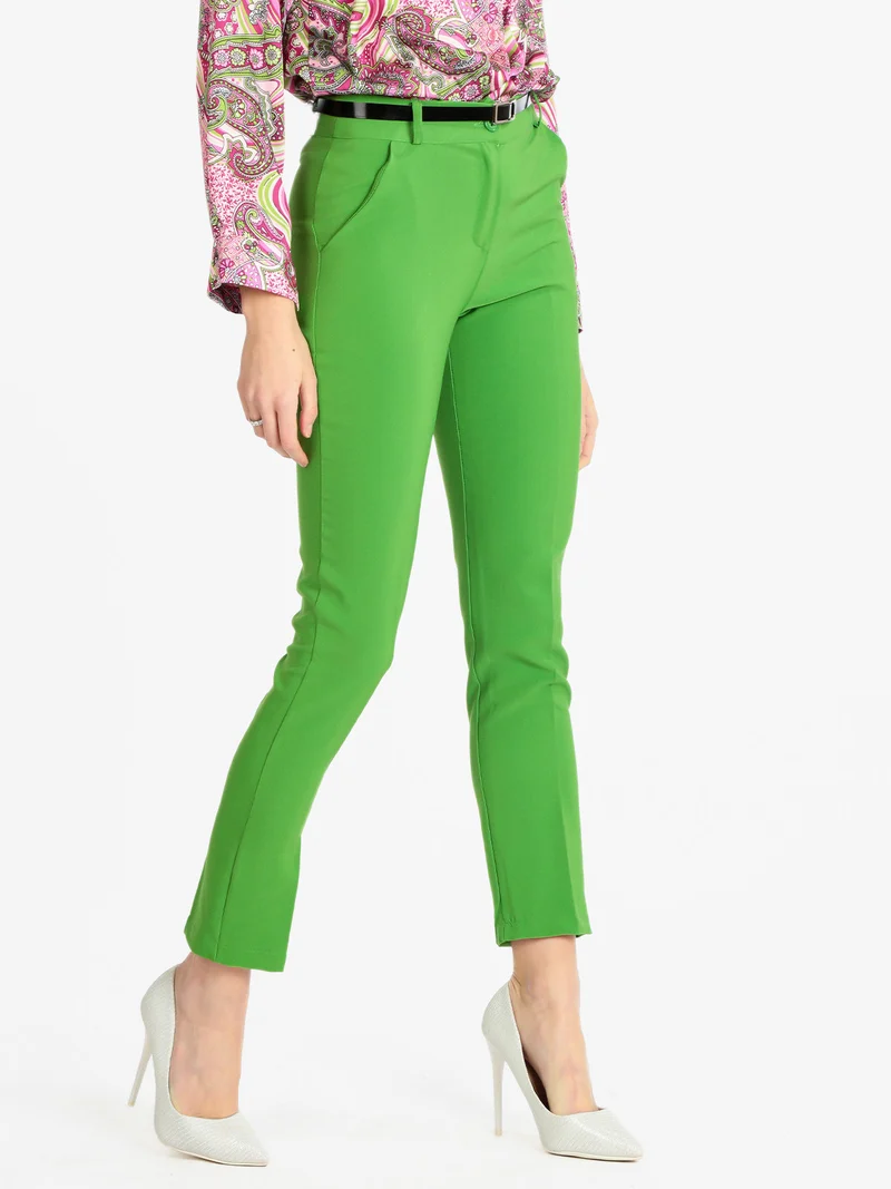 Pantaloni donna eleganti con cintura - verde