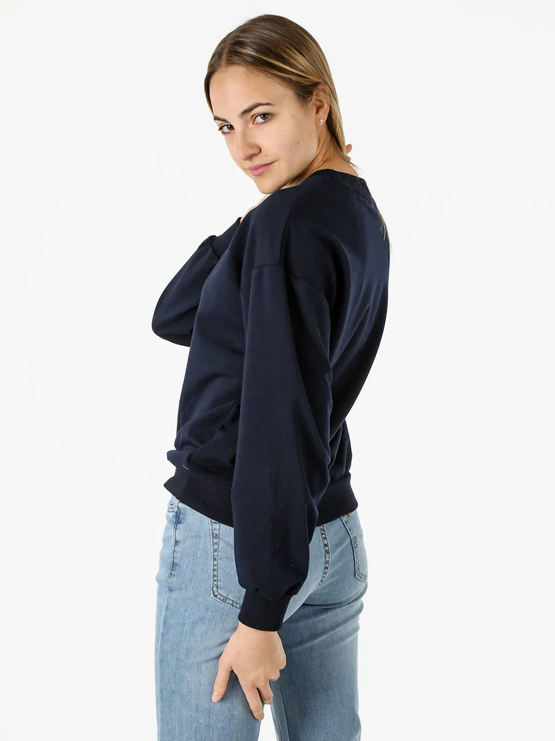 Felpa girocollo da donna in cotone - blu scuro