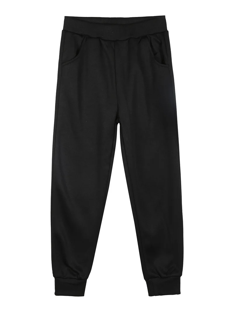 Completo tuta 3 pezzi da bambina con felpa brillantinata e strass - nero