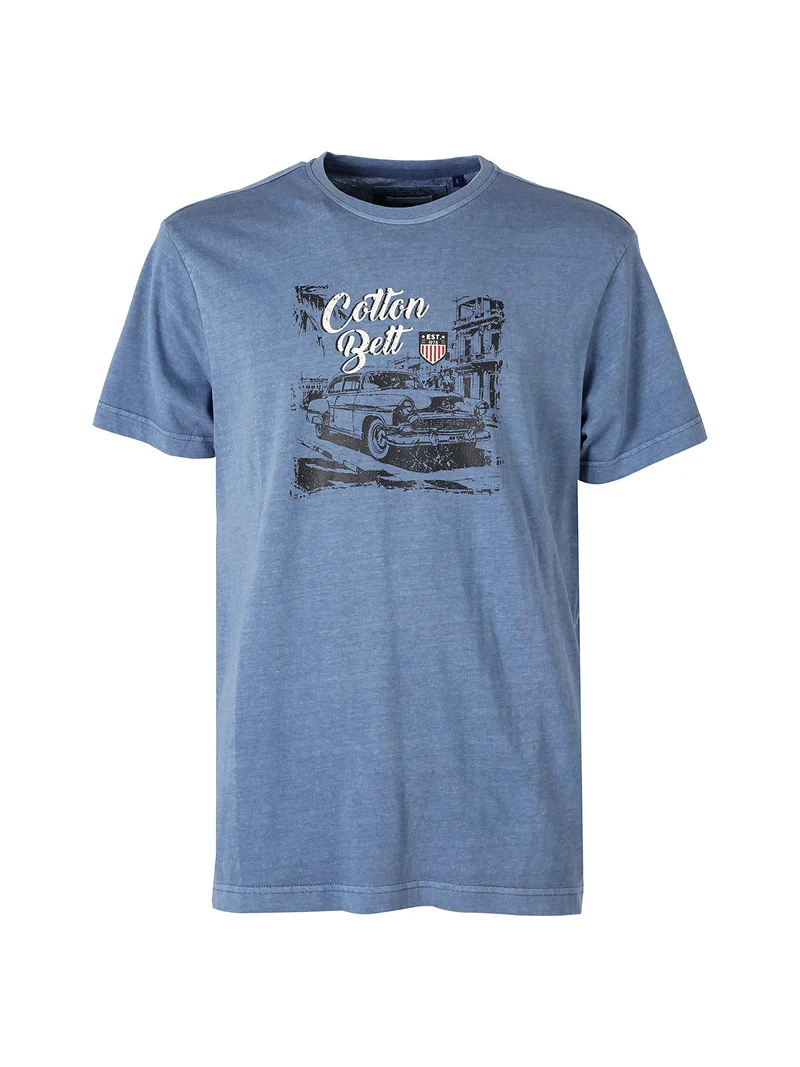 T-shirt da uomo in cotone con stampa - blu