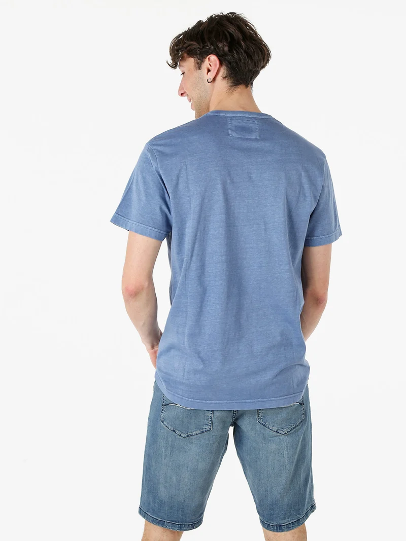 T-shirt da uomo in cotone con stampa - blu