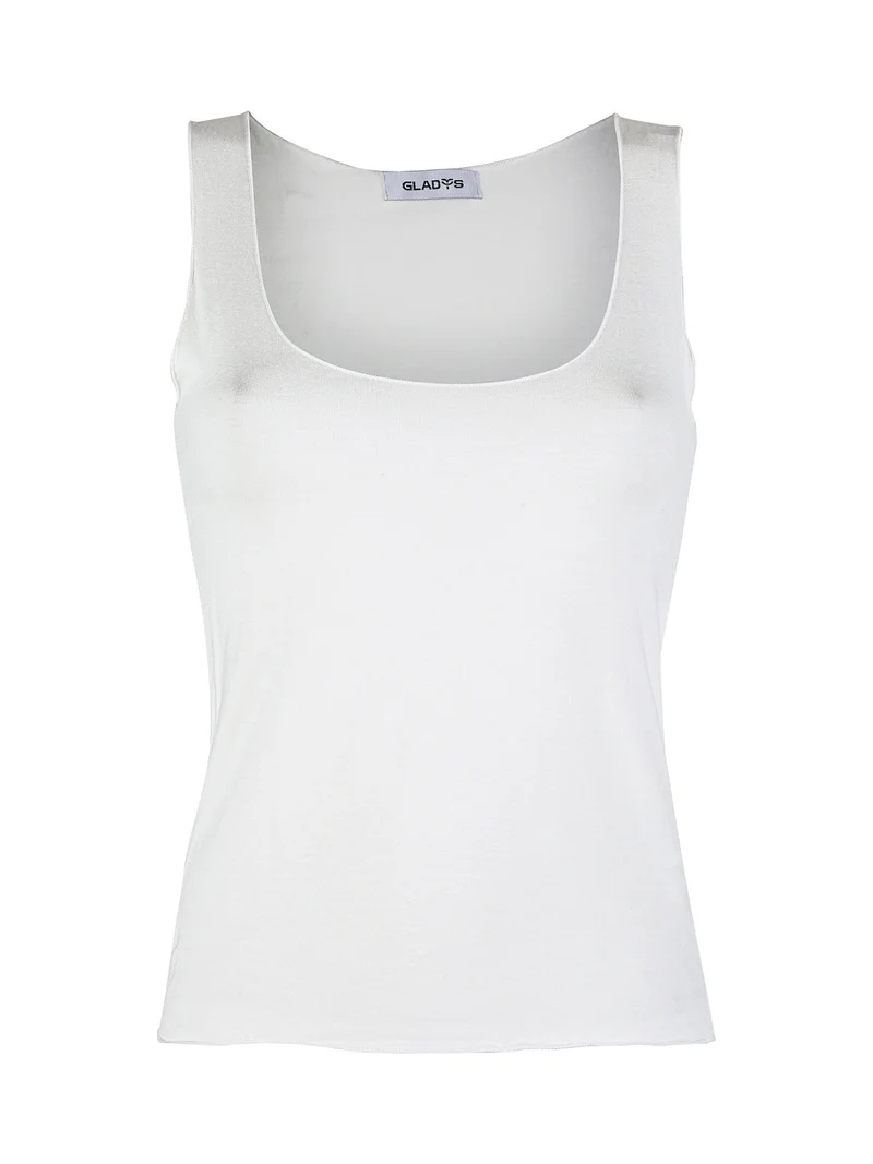 Canotta girocollo da donna in viscosa - bianco