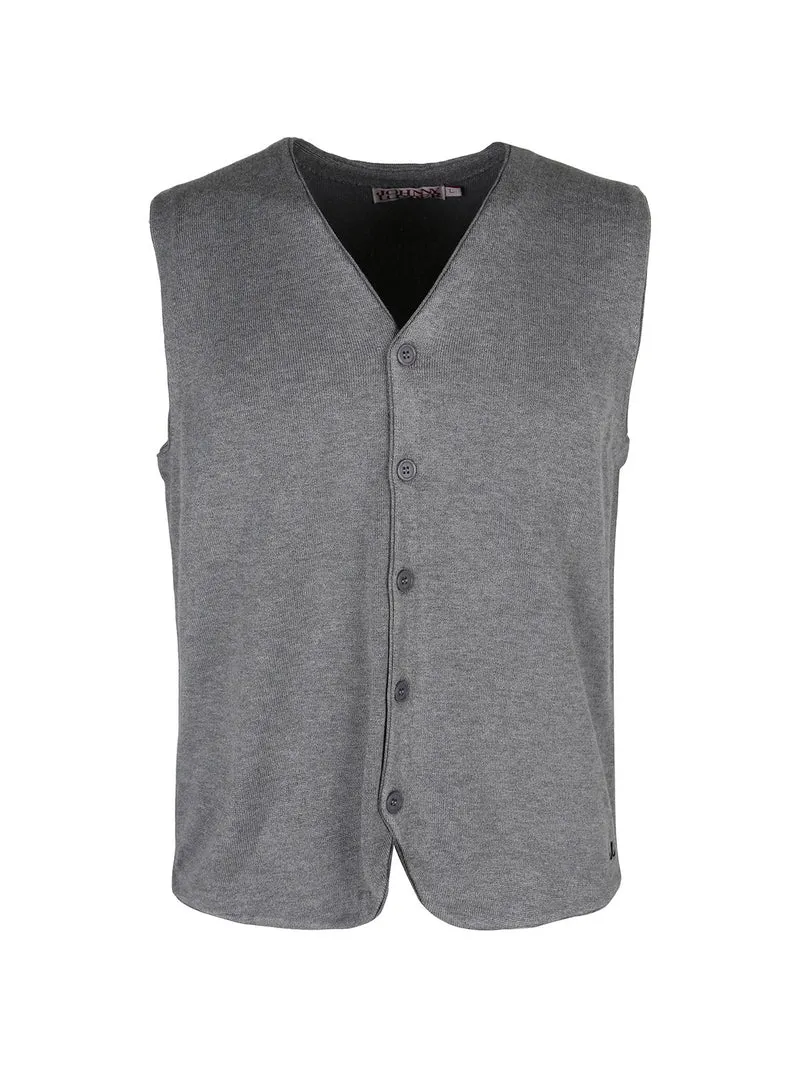 Gilet in maglia da uomo con bottoni - grigio