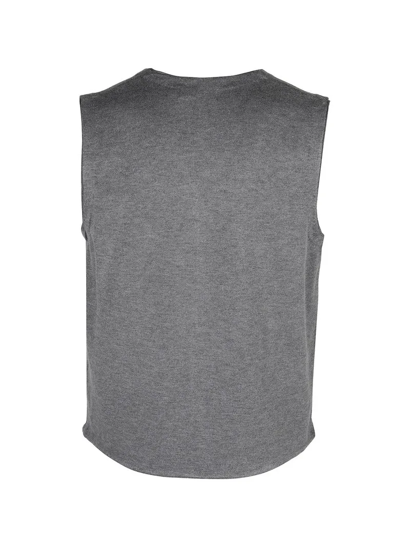 Gilet in maglia da uomo con bottoni - grigio