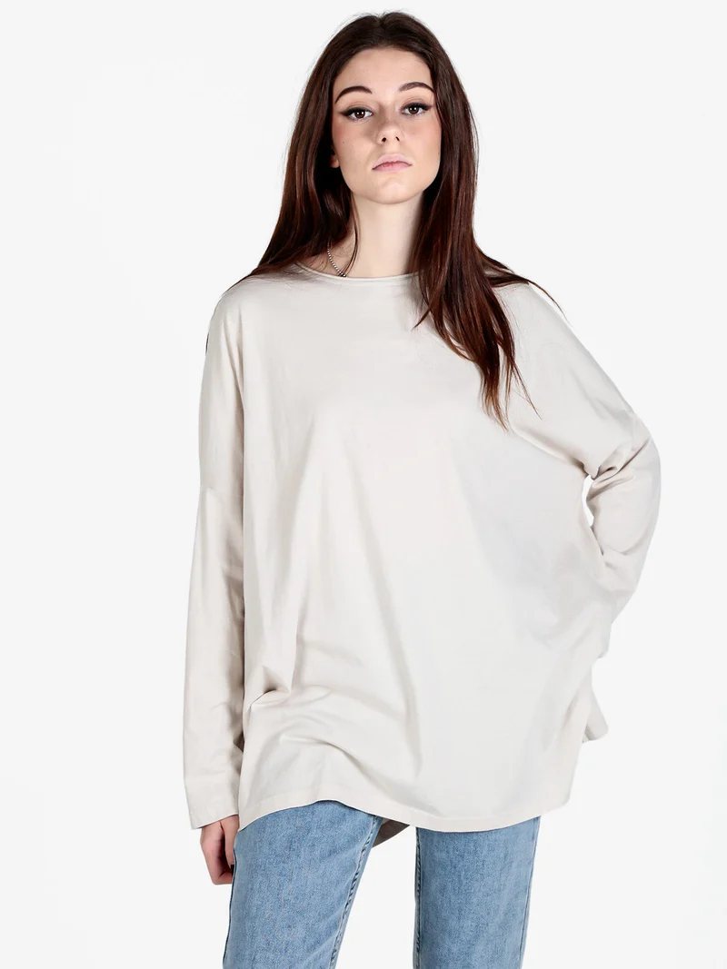 Maxi t-shirt donna oversize in cotone - beige