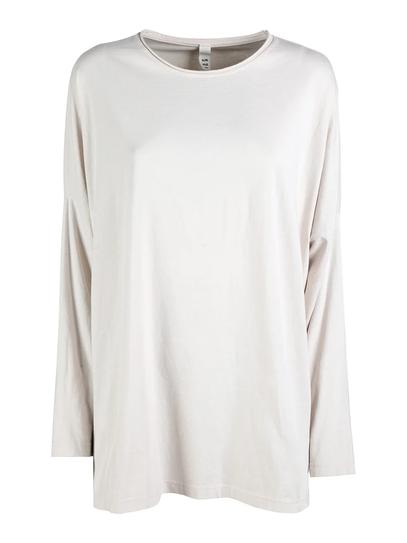 Maxi t-shirt donna oversize in cotone - beige