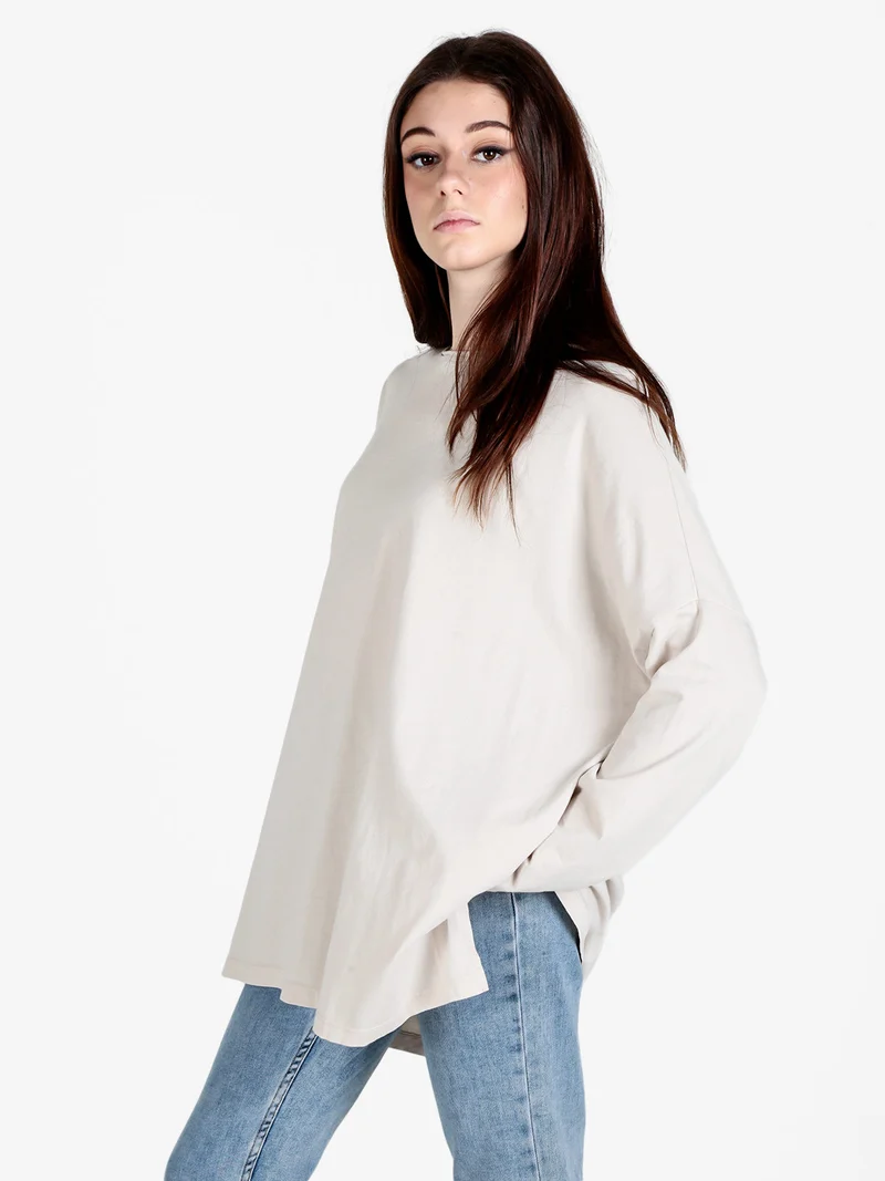 Maxi t-shirt donna oversize in cotone - beige