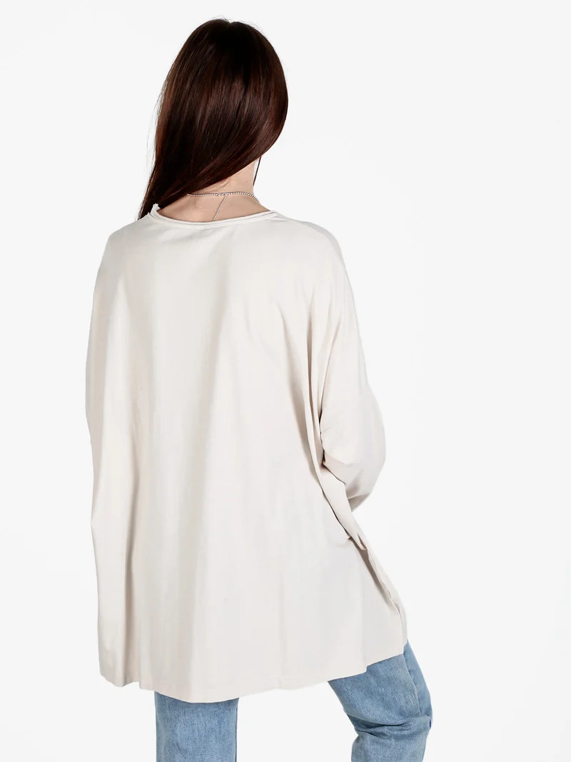 Maxi t-shirt donna oversize in cotone - beige