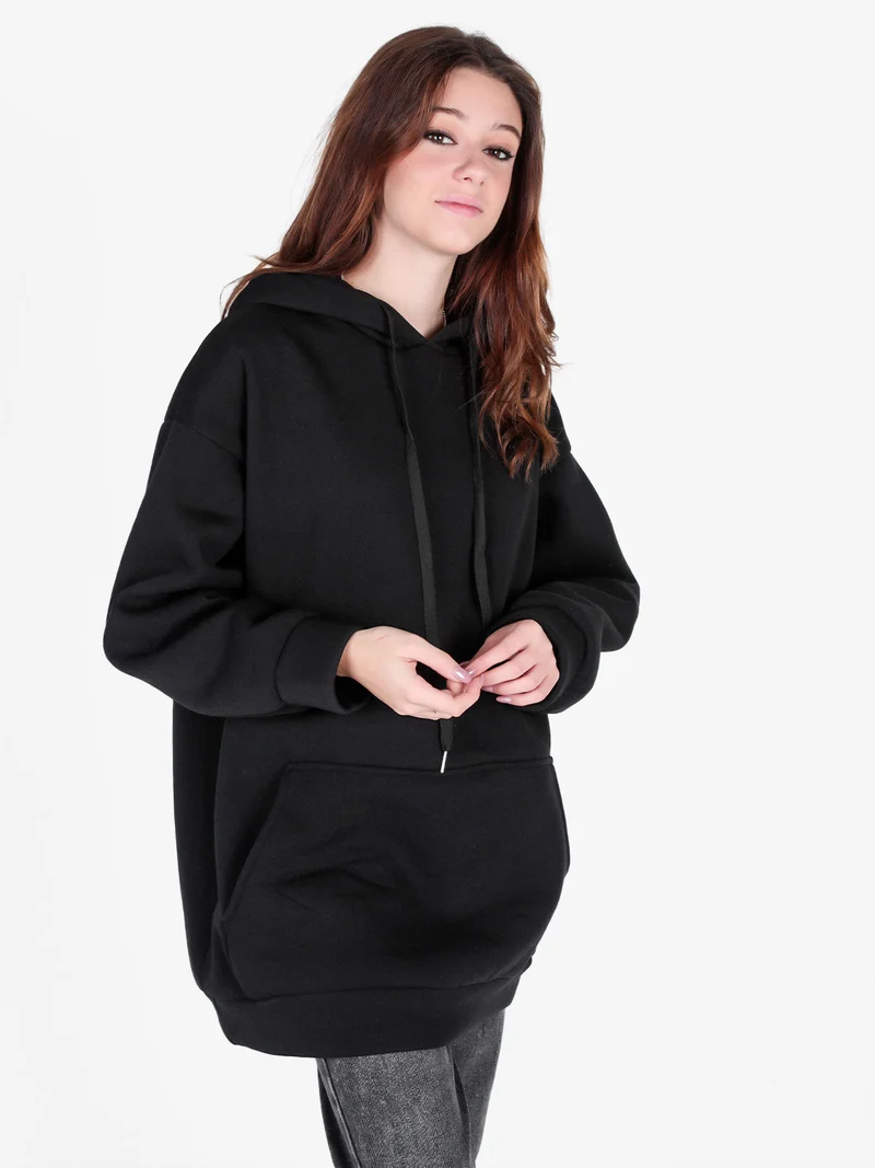 Felpa donna oversize con cappuccio - nero
