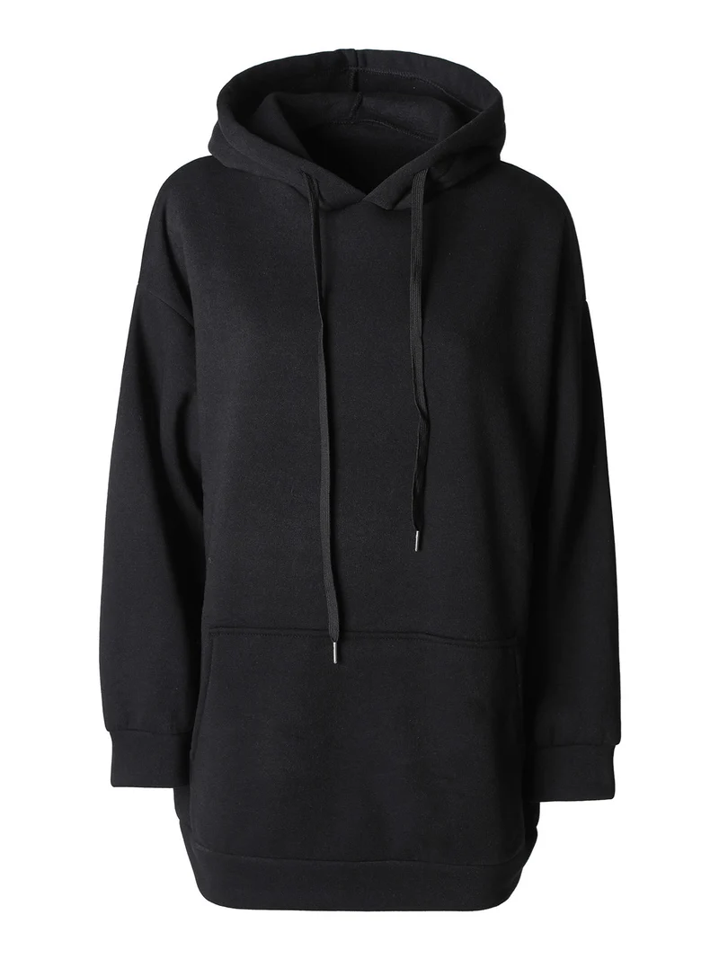 Felpa donna oversize con cappuccio - nero