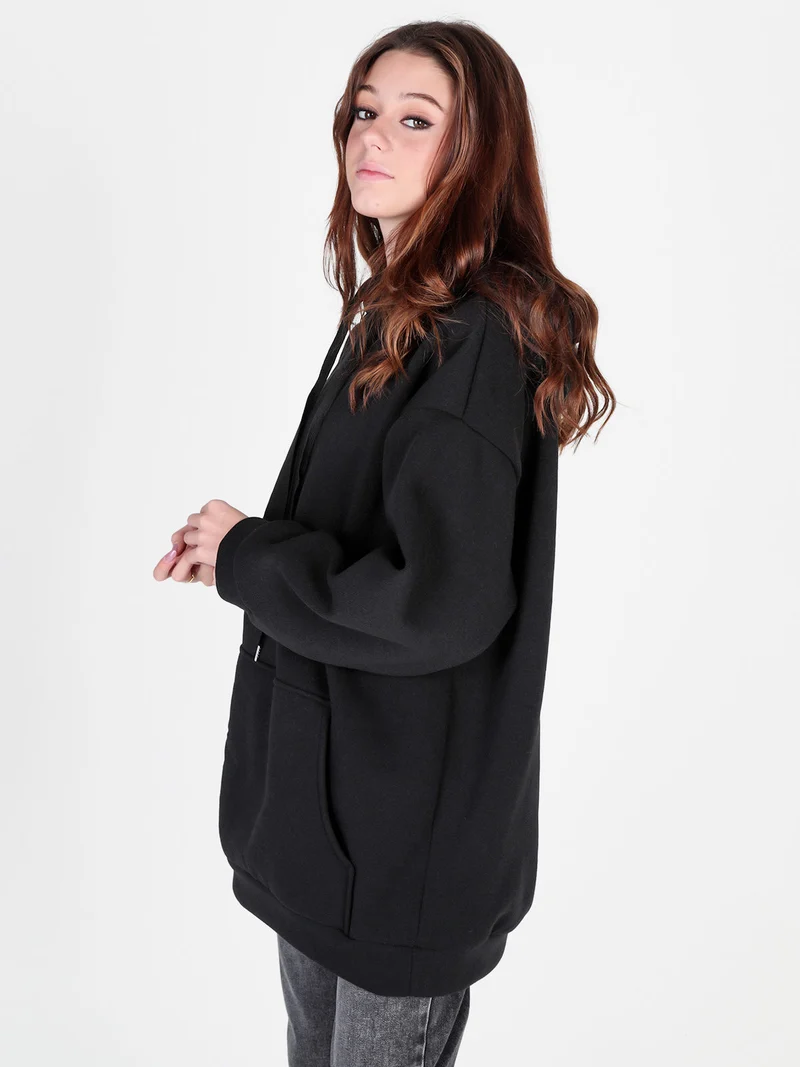 Felpa donna oversize con cappuccio - nero