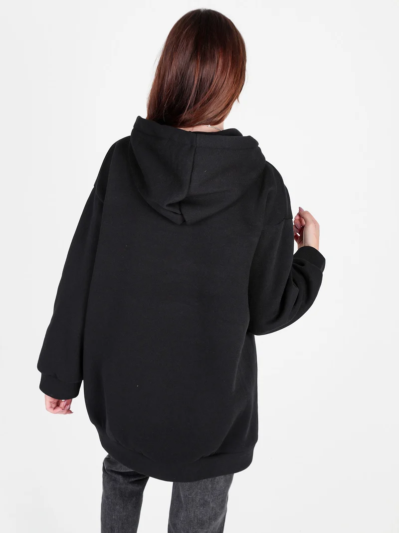 Felpa donna oversize con cappuccio - nero