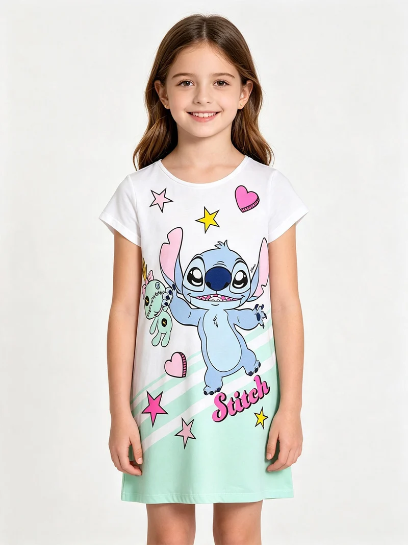 Maxi t-shirt da bambina in cotone con stampa personaggio - blu