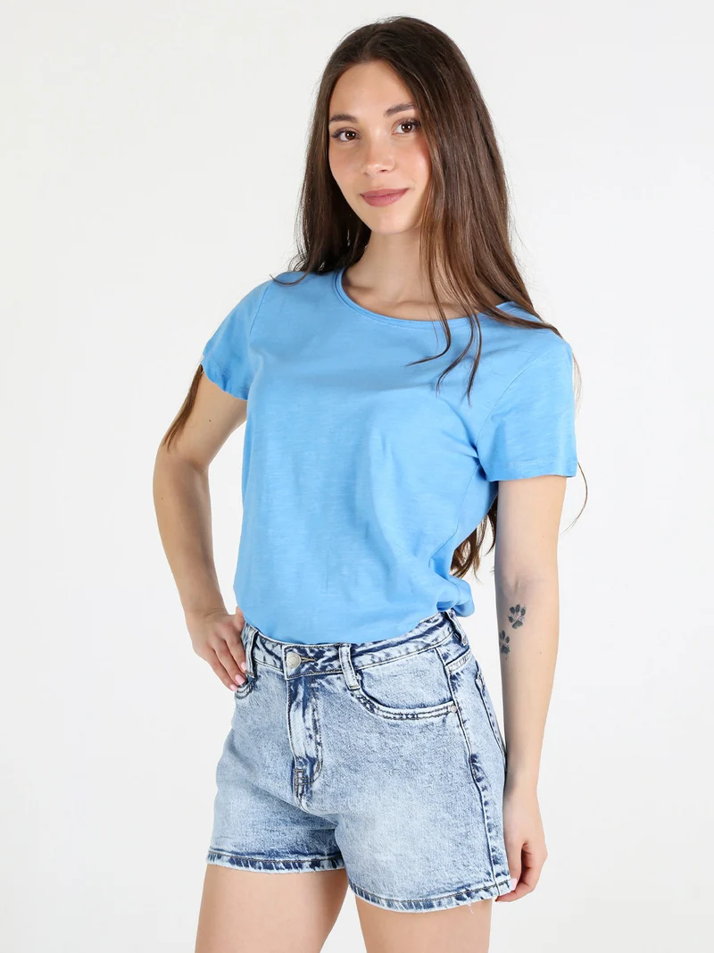 T-shirt donna in cotone - azzurro