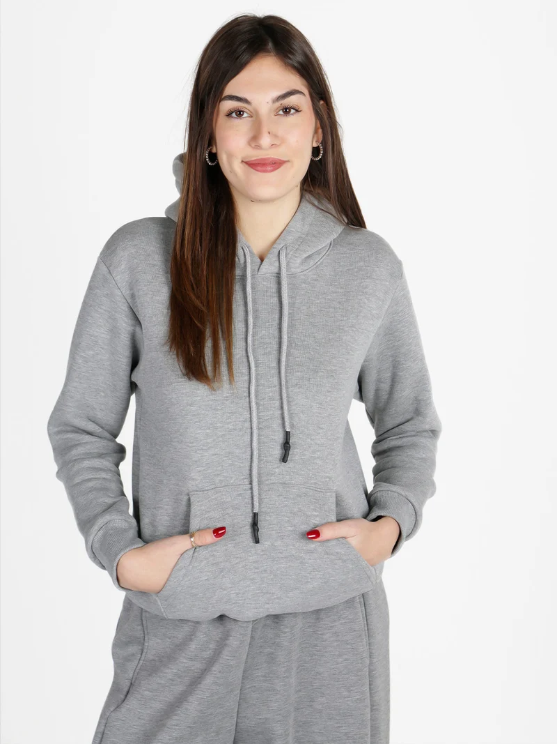 Felpa pesante da donna con cappuccio - grigio