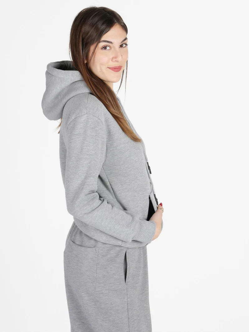 Felpa pesante da donna con cappuccio - grigio