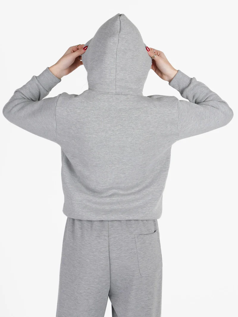 Felpa pesante da donna con cappuccio - grigio