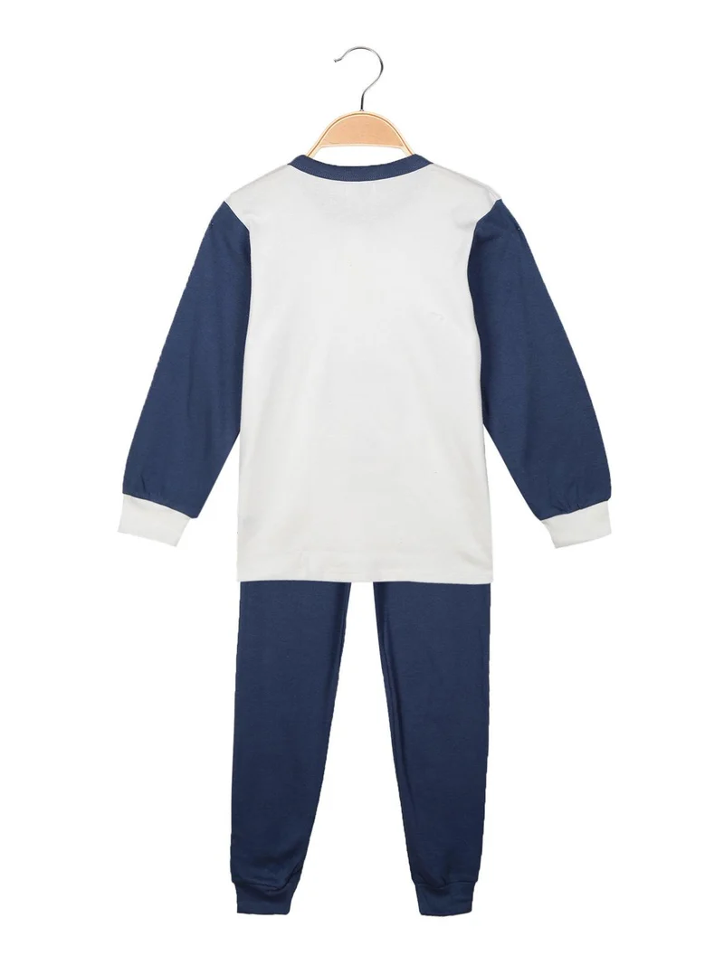 Pigiama lungo bambina con bottoni - blu scuro